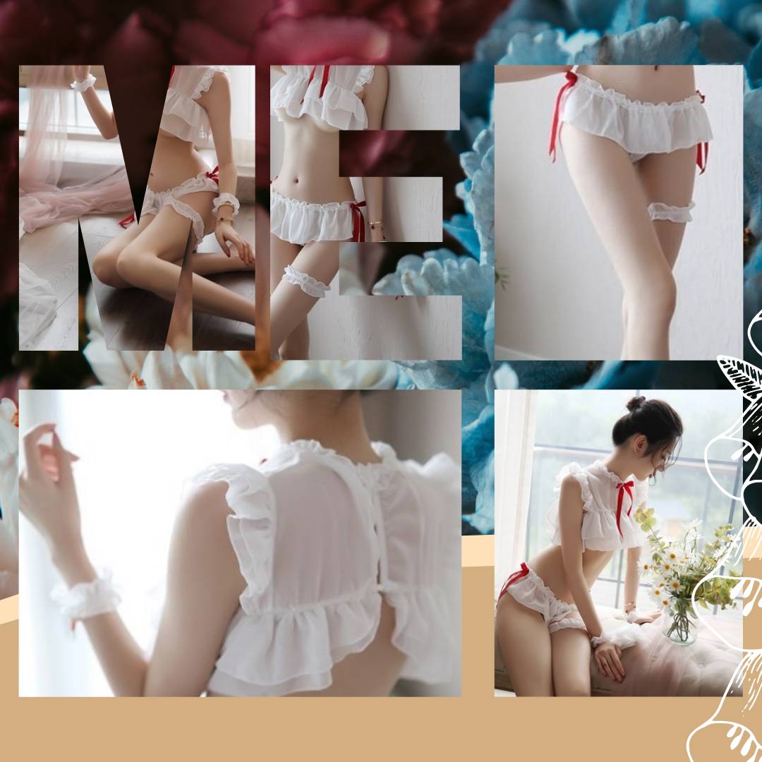 White Chiffon See-Through Two-Piece Set - 9202